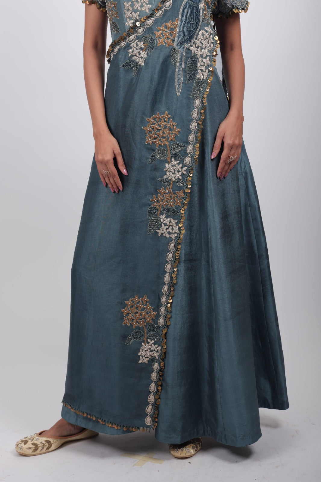 Saira Blue Embroidered Draped Set