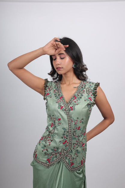 Gulnaar Draped Saree Set