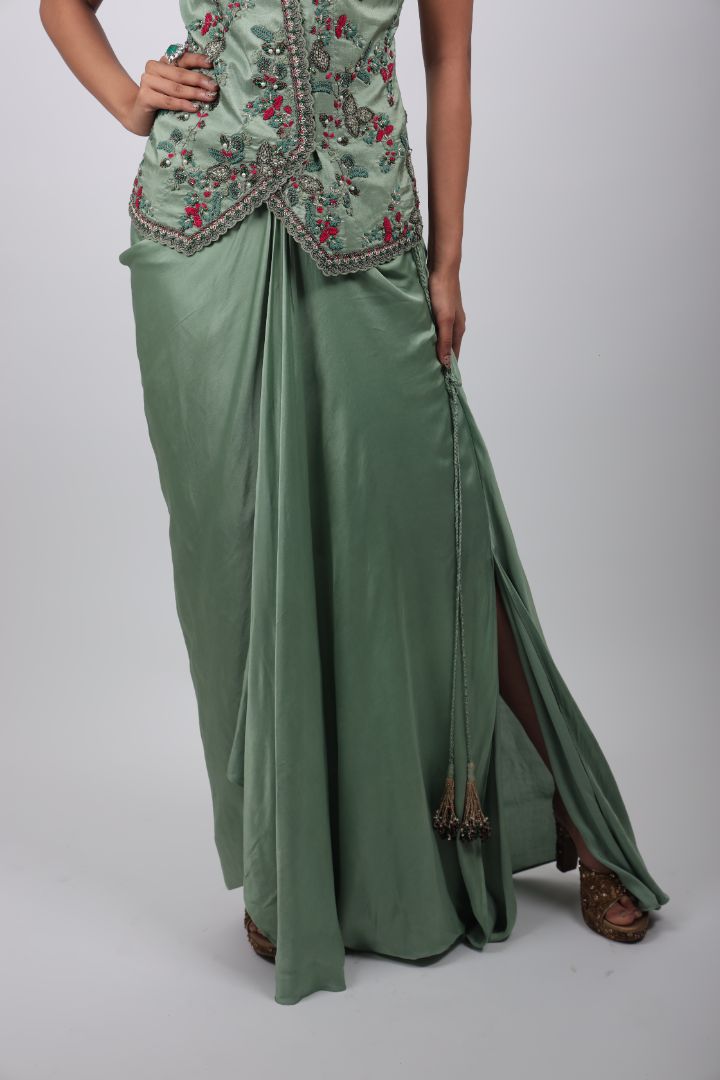 Gulnaar Draped Saree Set