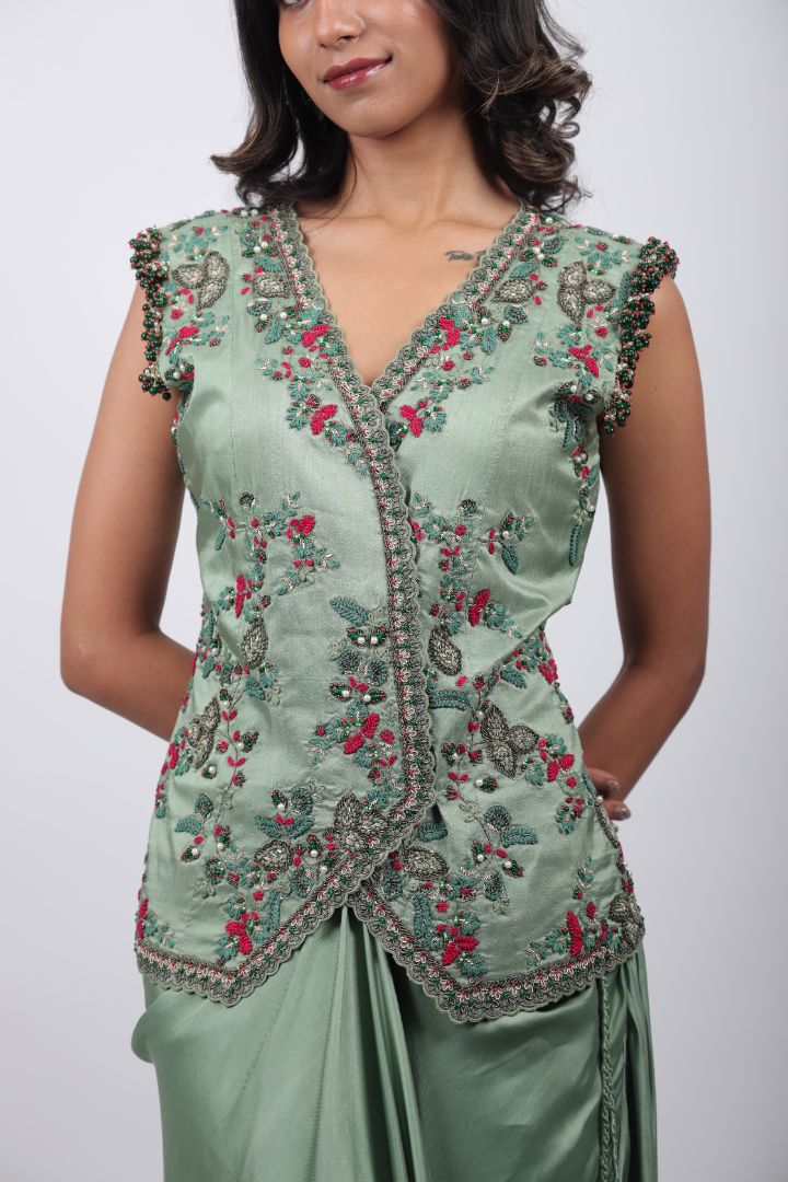 Gulnaar Draped Saree Set