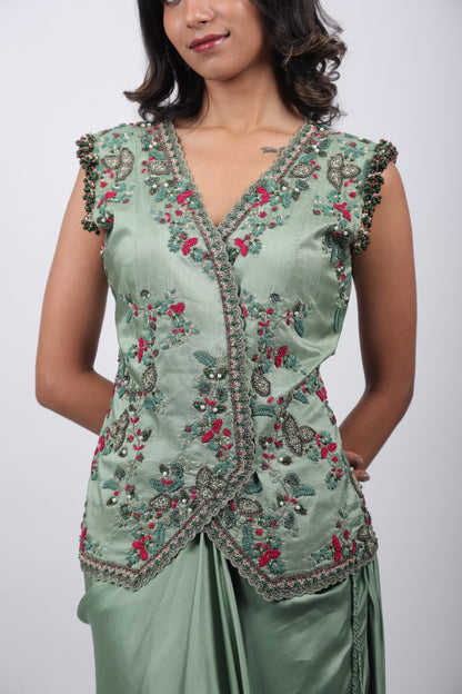 Gulnaar Draped Saree Set