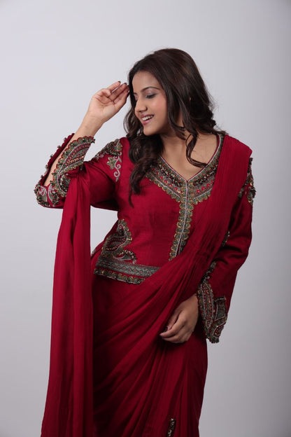 Vanya Embroidered Draped Set