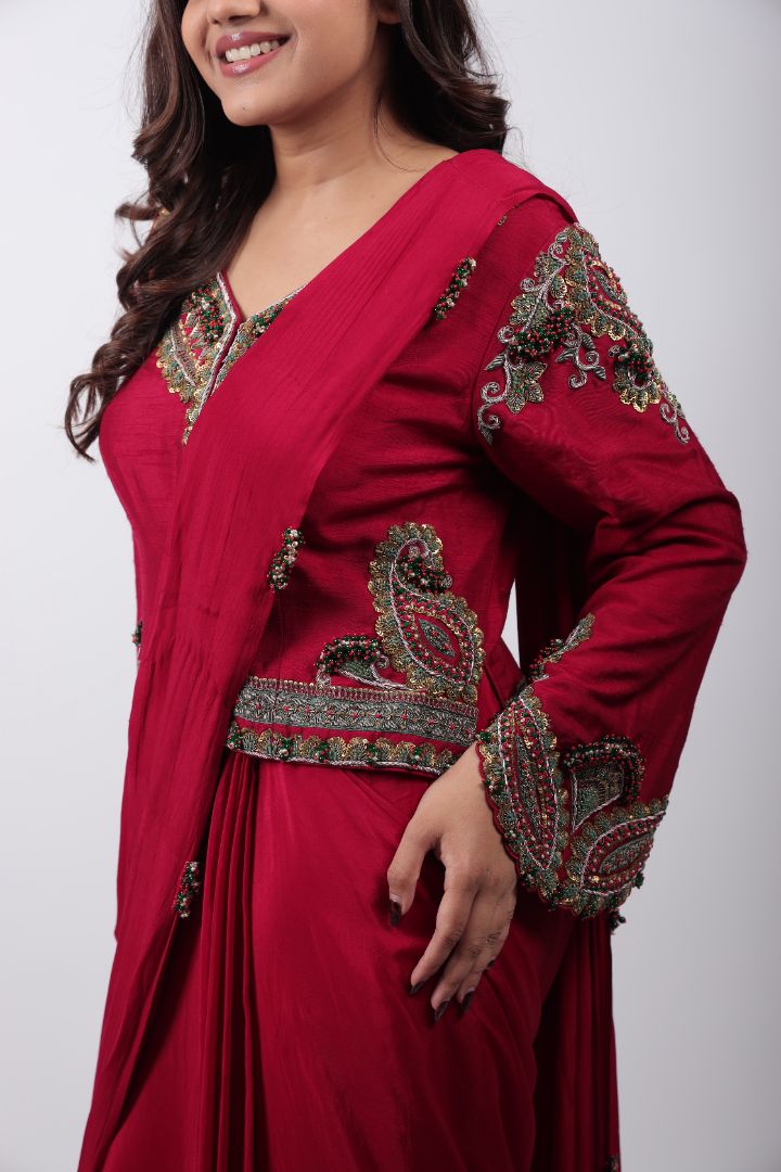 Vanya Embroidered Draped Set